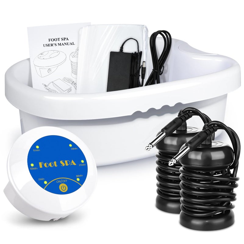 LeCuag Ionic Foot Bath Detox Machine, Portable Foot Detox Machine for Home, Salon-Level Ionic Foot Spa Machine with Basin, 100 Basin Liners, Two Arrays - Image 1